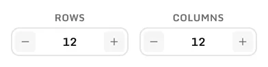 The rows and columns, each set to twelve